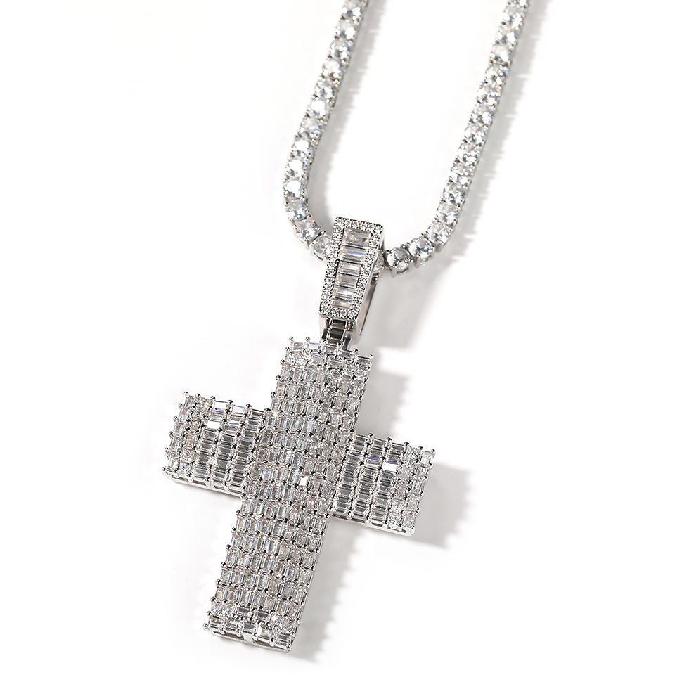 Thumbnail: UWIN Hip Hop CZ Orthodox Cross Pendant Square Stone Silver Gold Color Pendant