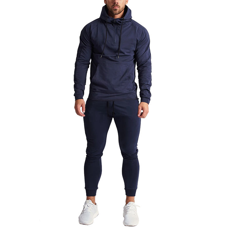 Thumbnail: Custom Logo Sports Suits Men's Plain Cotton Hoody Sweat Tracksuit-Jogging Suits