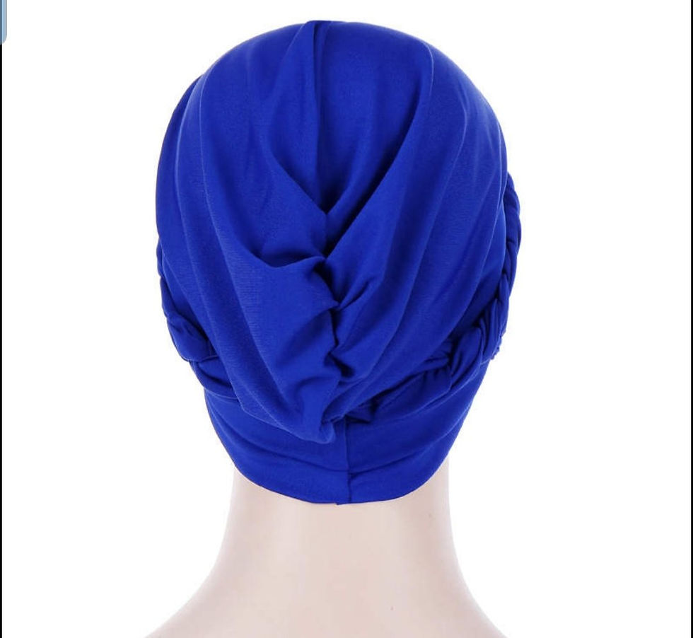 Thumbnail: PRE-TIED Women African Turban With Rose Braided Knot Bonnet Bea2nie Cap Headwrap