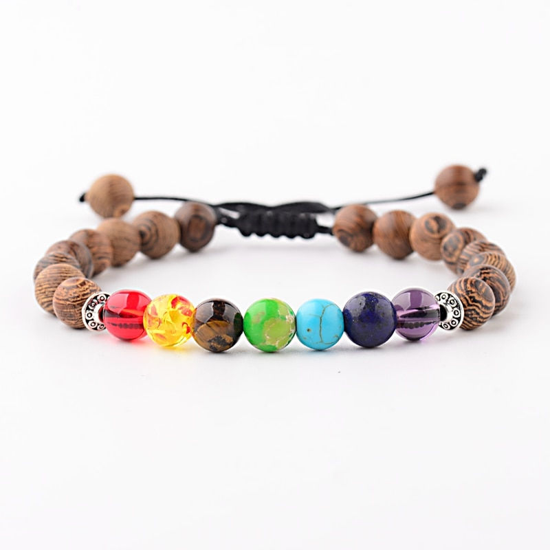 Thumbnail: Men/Women Natural Wood Beads Cross Bracelets