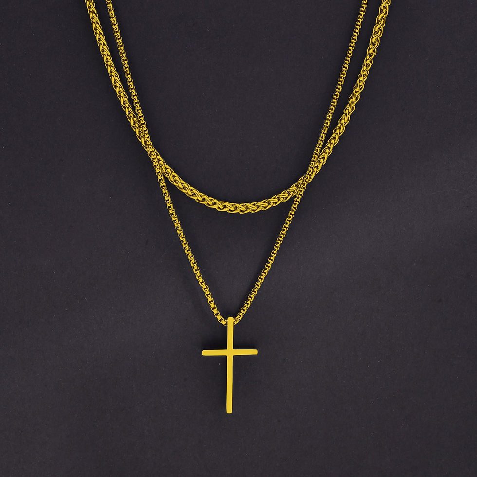 Thumbnail: Vnox Mens Cross Necklaces, Stainless Steel Layered Plain Cross Pendant, Rope