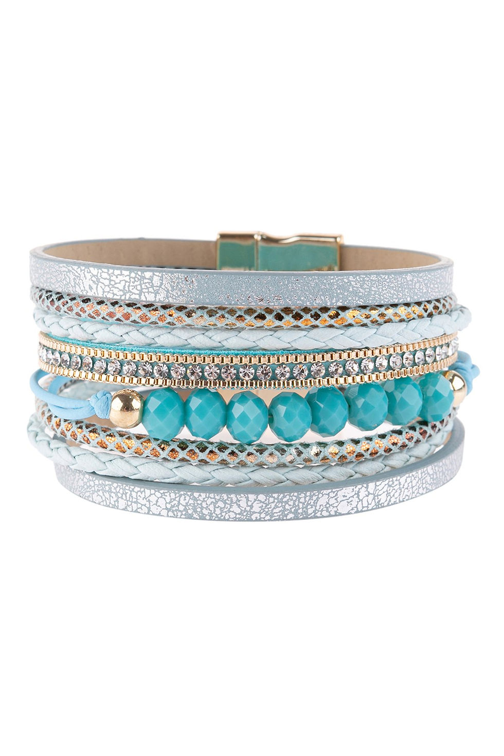 Thumbnail: Hdb3237 - Multiline Leather Metallic Bracelet