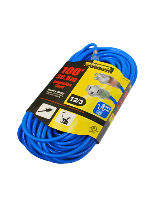 Shopro Cold Weather Heavy Duty Outdoor Extension Cord 100' Blue 12/3