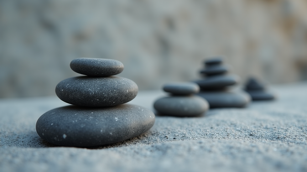 Close-up view of smooth basalt stones used in hot stone reflexology