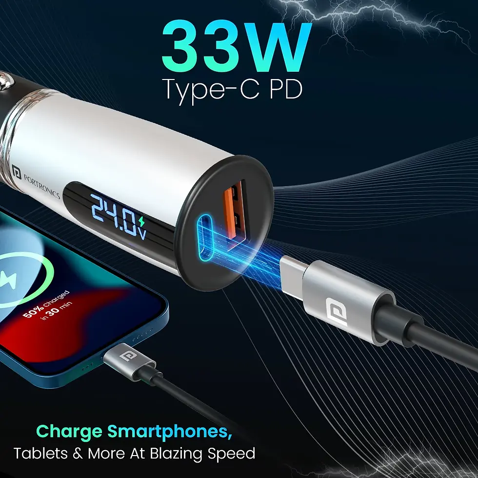 Thumbnail: Portronics Car Power Armour 55.5W Dual Port Car Charger With LED Display