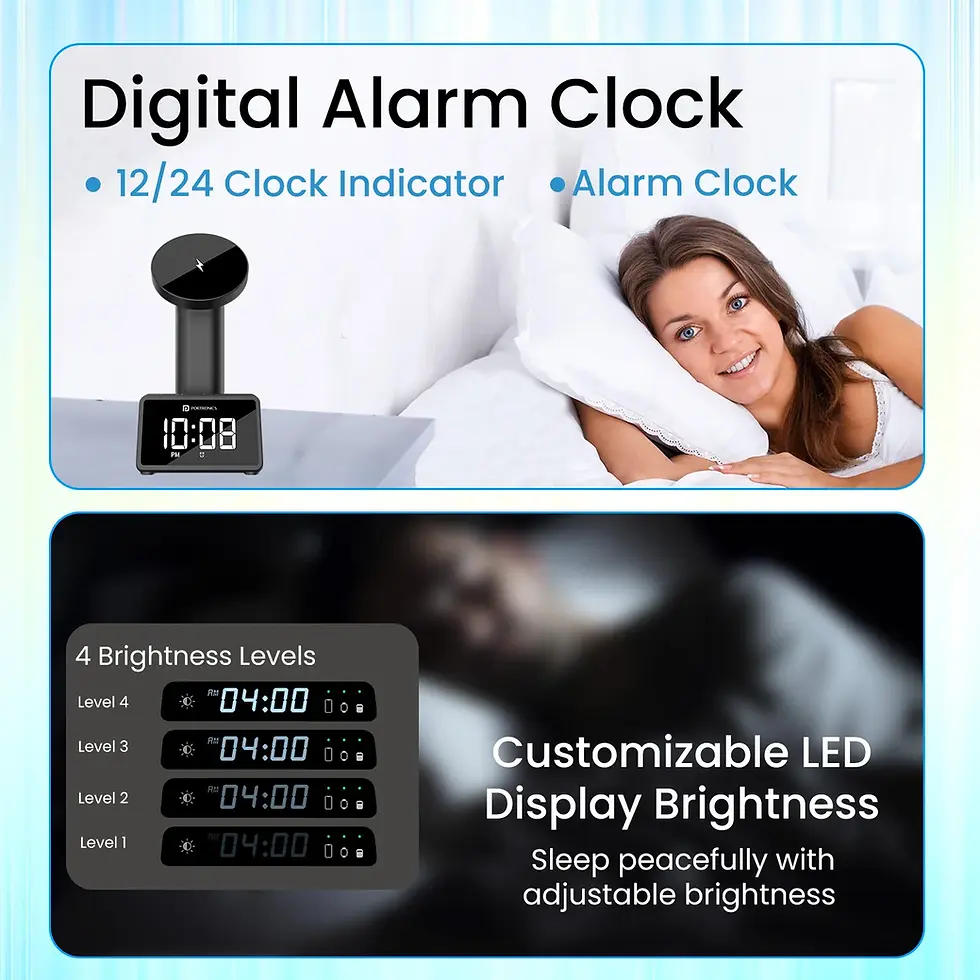 Thumbnail: Portronics Bella 2 15W 3 in 1 Magnetic Fast Wireless Charger with Digital Clock