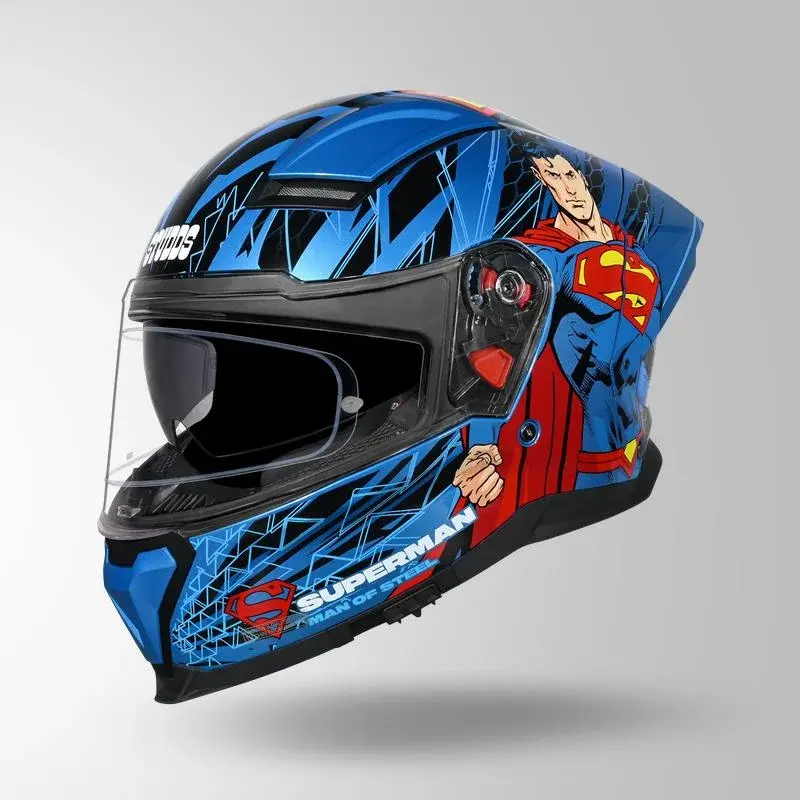 STUDDS Helios Superman Edition Blue & Blue Motorcycle Full Face Helmet