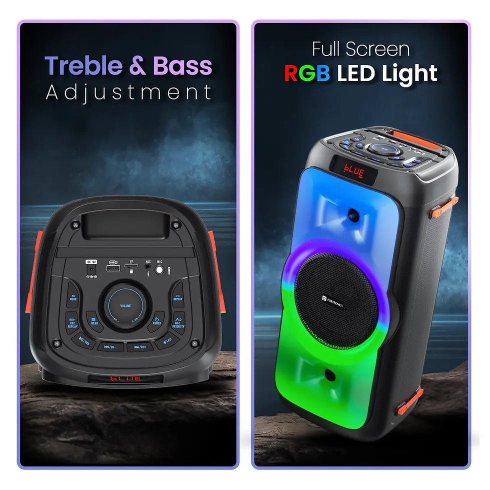 Thumbnail: Portronics Iron Beats 3 200W Party Speaker With Wireless Karaoke Mic