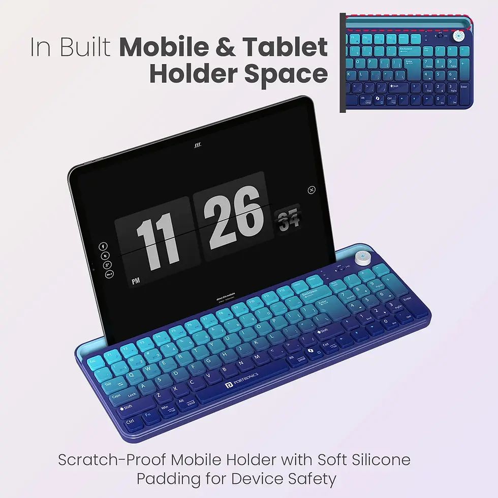 Thumbnail: Portronics Bubble 4.0 Rechargeable Wireless Keyboard With Built-In Tablet Holder
