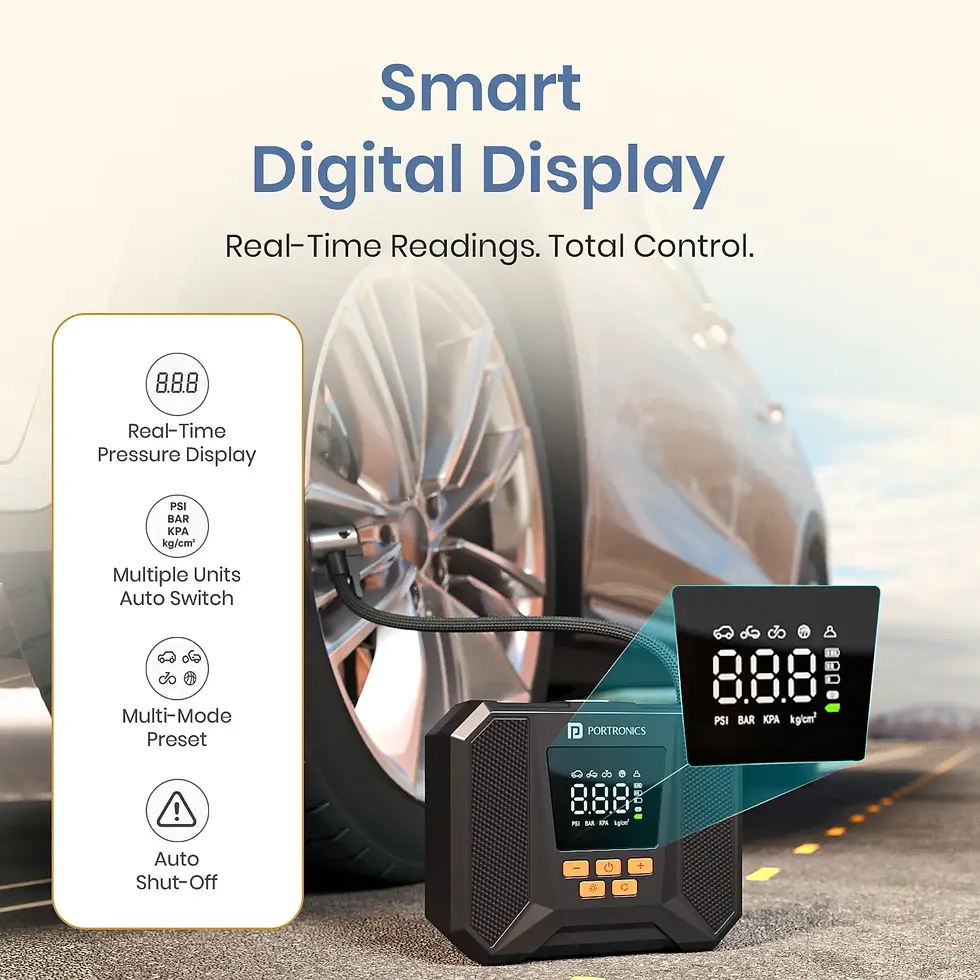 Thumbnail: Portronics Vayu Neo 2-in-1 Corded & Cordless Mini Tyre Inflator