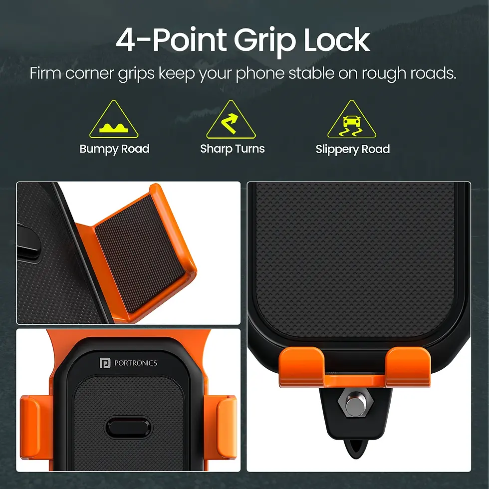 Thumbnail: Portronics Mobike 4 Plus All-Weather Mobile Holder With Sunshade For Bikes