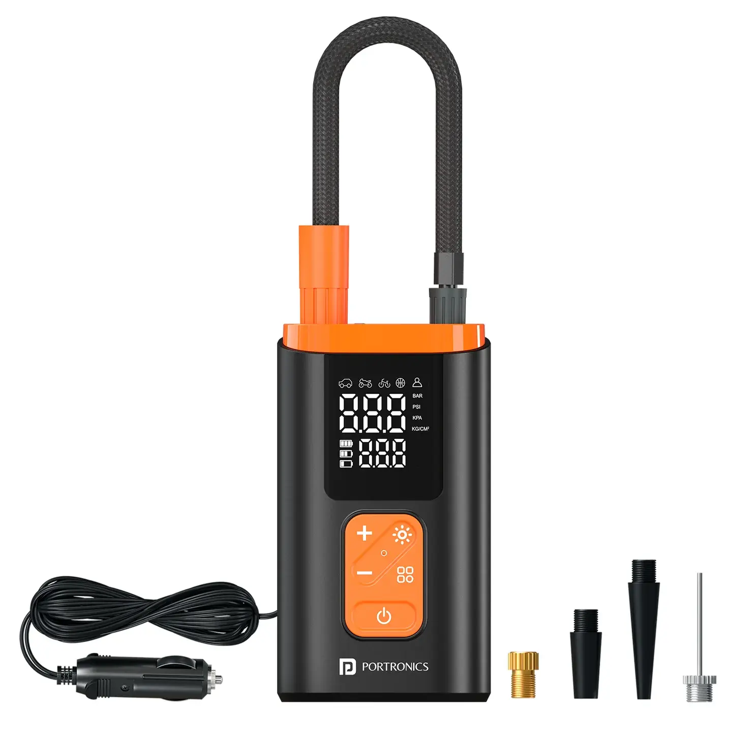 Portronics Vayu Core 2-in-1 Corded & Cordless Portable Tyre Inflator
