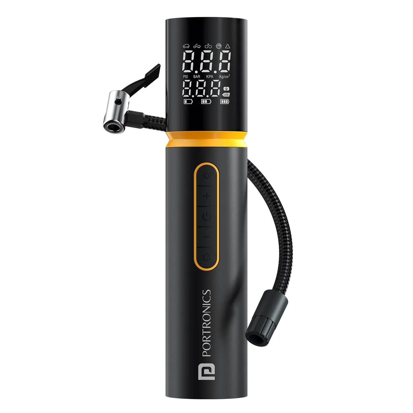 Portronics Vayu 5.0 Portable Tyre Inflator for Car Bike Cycle with 150 PSI