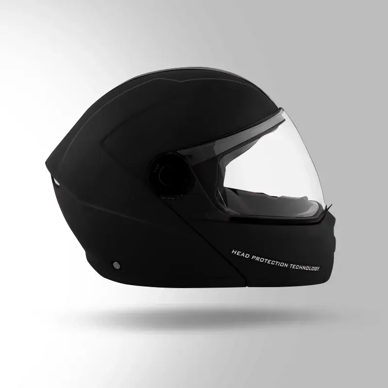 Thumbnail: STUDDS Ninja Elite Black With Plain Strip Flip Up Full Face Helmet