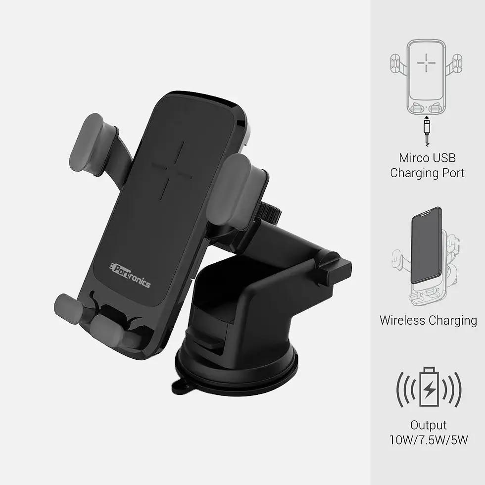 Thumbnail: Portronics Charge Clamp Car Mobile Holder With Wireless Charger