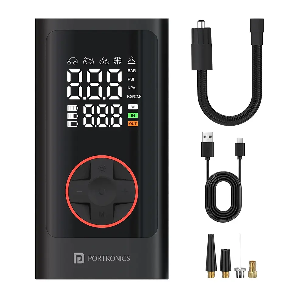 Portronics Vayu 7.0 Portable Tyre Inflator for Car Bike Cycle with 150 PSI