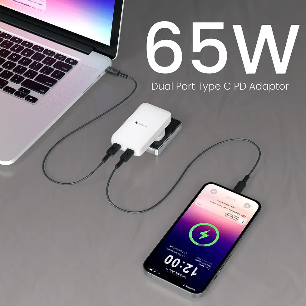 Thumbnail: Portronics 65W Adapto 65U Ultra Slim Dual Port Fast Charging Travel Adapter