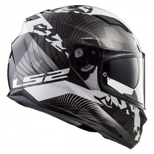 LS2 Stream EVO Hype Black White Titanium Motorcycle Helmet