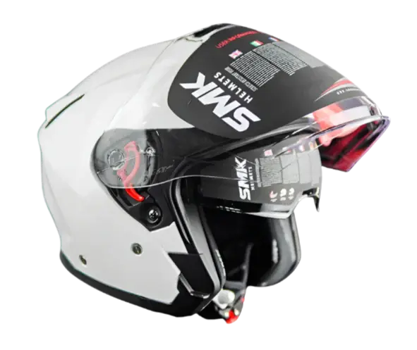 Thumbnail: SMK GTJ Solid Gloss White (GL100) Motorcycle Open Face Helmet