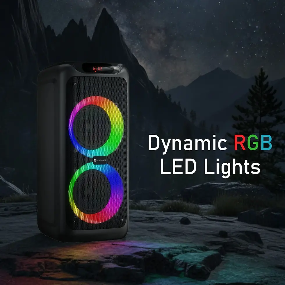 Thumbnail: Portronics Iron Beats 5 150W Party Speaker With Dual Wireless Karaoke Mic