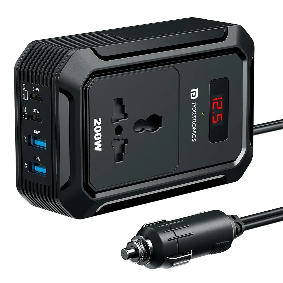 Portronics Car Power III Pro 200W Car Inverter With Real Time Voltage Display