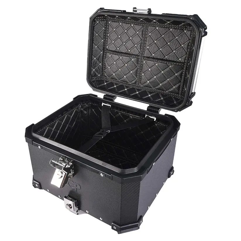 Thumbnail: LGP 45L Carbon Finish Motorcycle Top Box With Backrest