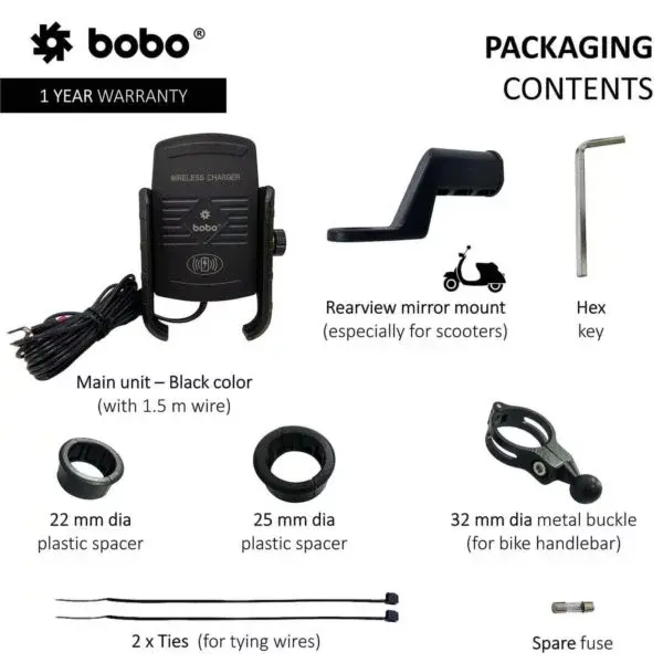Thumbnail: BOBO BM6 Jaw-Grip Bike Phone Holder (with Fast 15W Wireless Charger)
