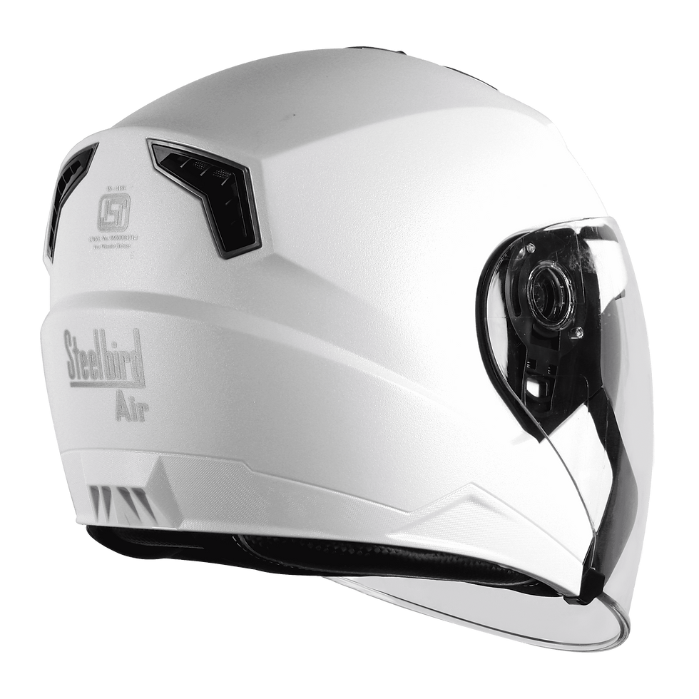 Thumbnail: Steelbird SBA-9 FBI Dashing ISS White ISI Certified Open Face Helmet