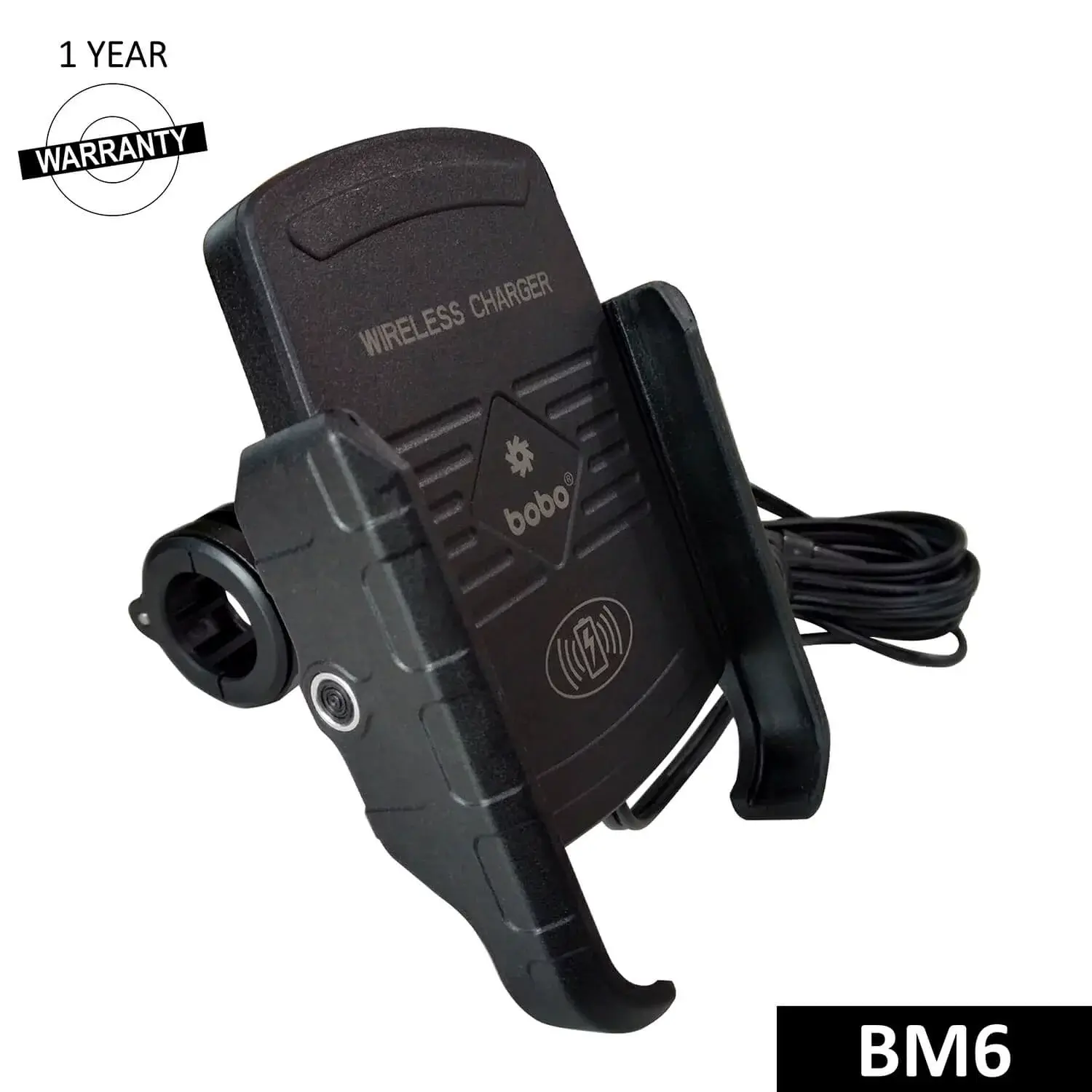 BOBO BM6 Jaw-Grip Bike Phone Holder (with Fast 15W Wireless Charger)