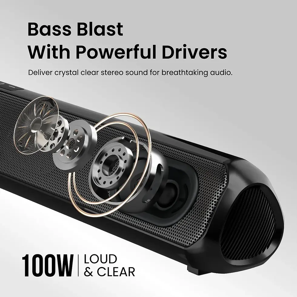 Thumbnail: Portronics Pure Sound Pro X1 100W Bluetooth Soundbar with Wired Subwoofer