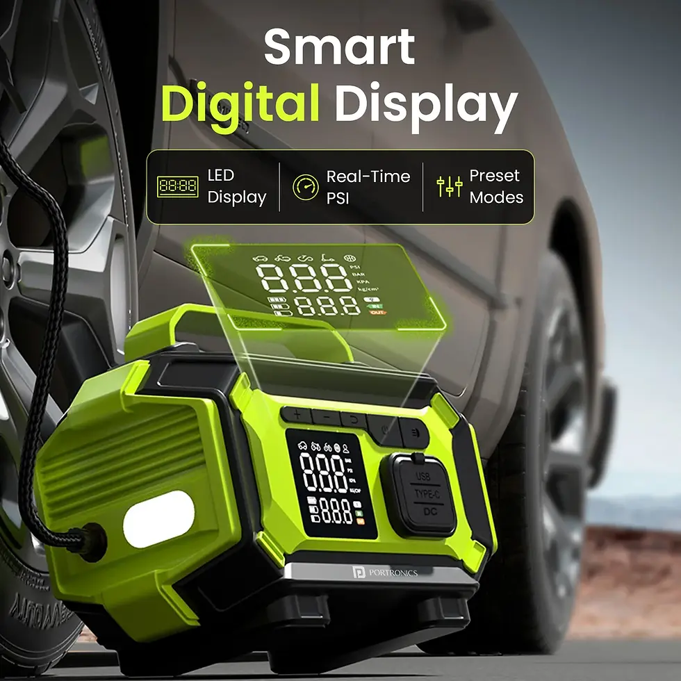 Thumbnail: Portronics Vayu Airpro 5-in-1 Corded & Cordless Air Pump For Car & Inflatables