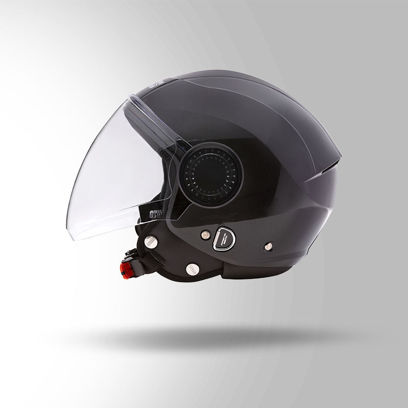 Thumbnail: STUDDS Urban Open Face Black Centre Strip Helmet