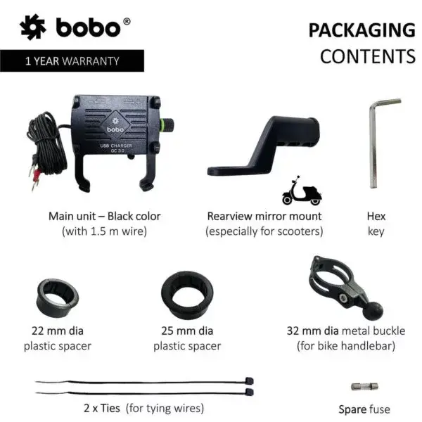 Thumbnail: BOBO BM5 Claw-Grip Aluminium Bike Phone Holder (With Fast USB 3.0 Charger)
