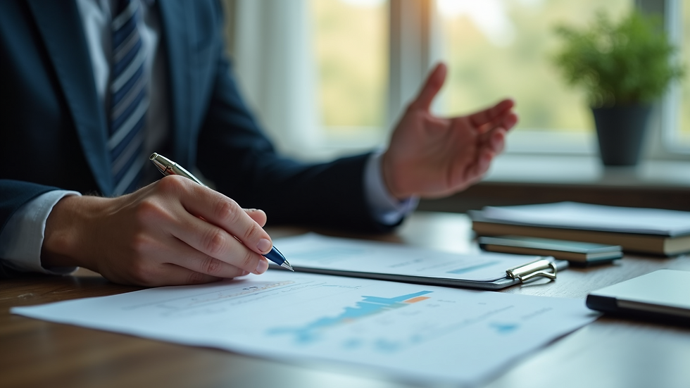 Close-up of a financial advisor explaining investment options