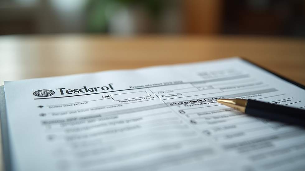 Close-up view of a printed IRS tax transcript document on a wooden table