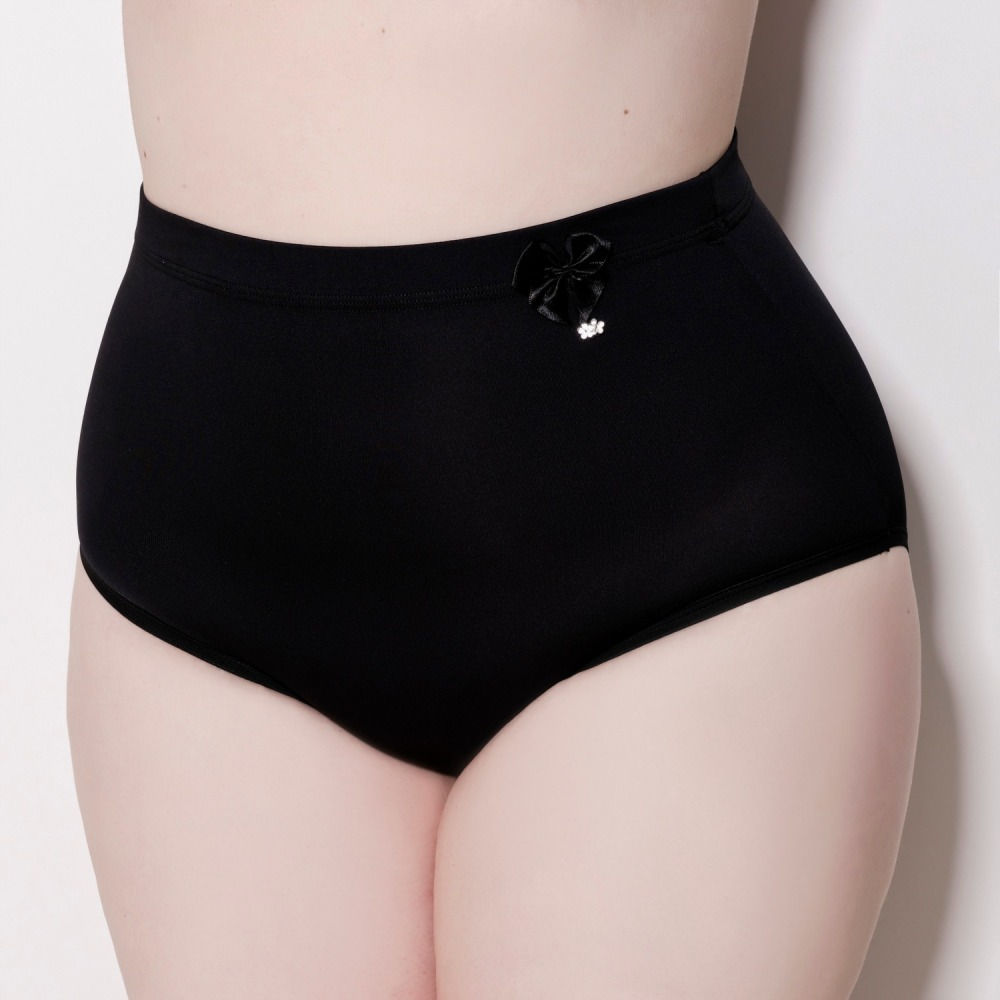 Calçola Laço Plus Size com cintura alta confeccionada em microfibra de poliéster