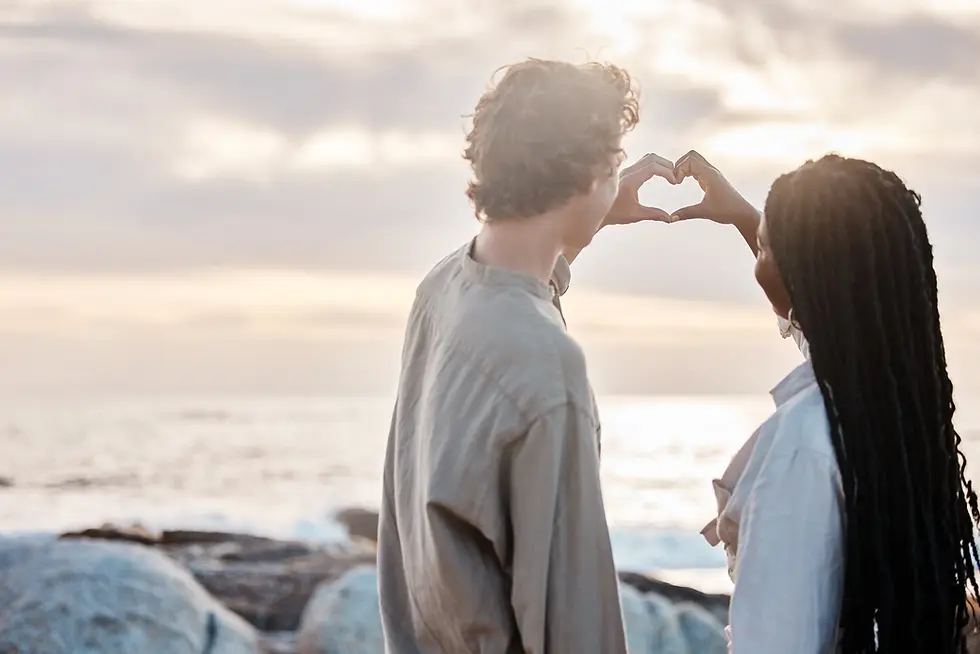a couple watching the sunset