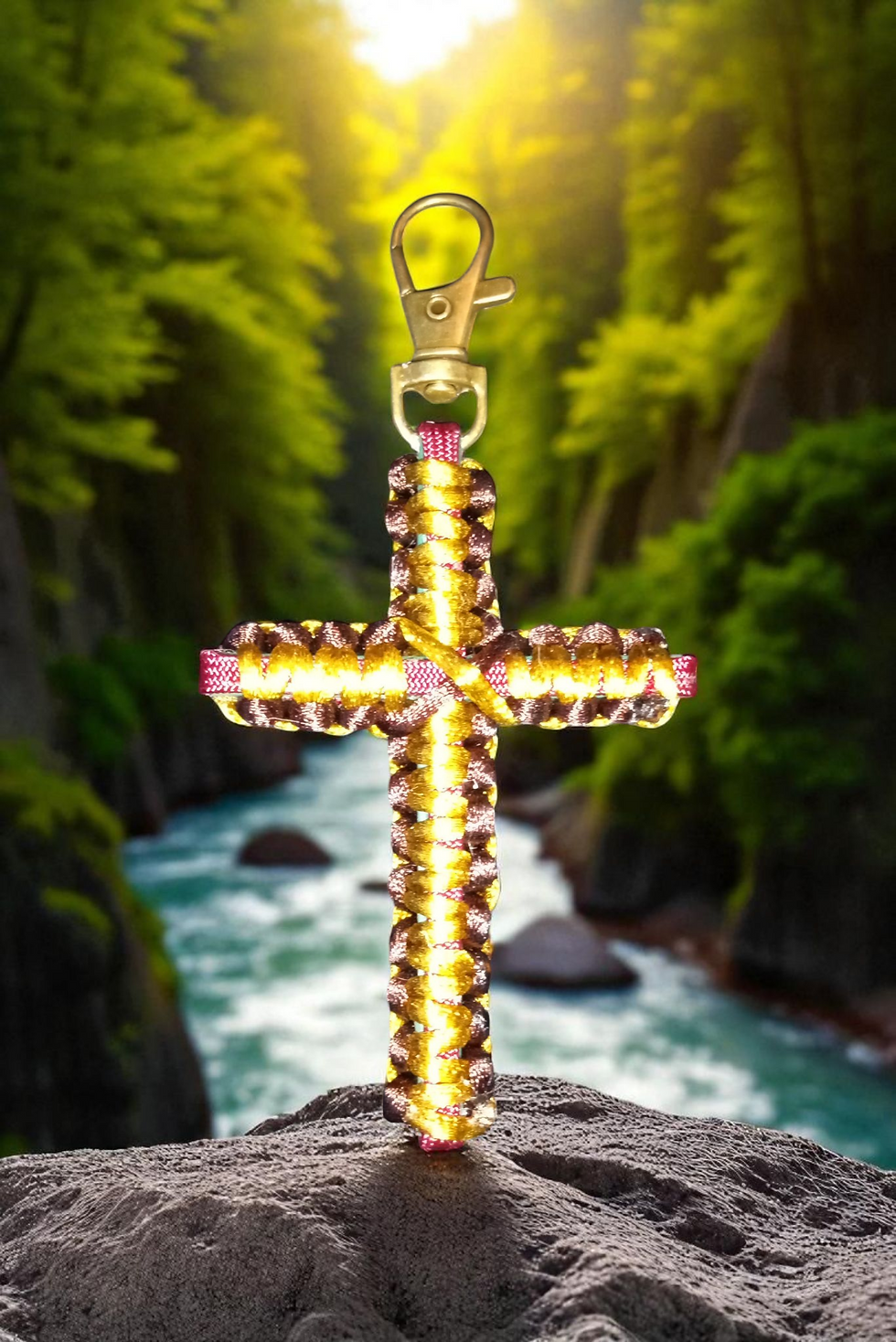 Thumbnail: Handmade macrame cross necklace