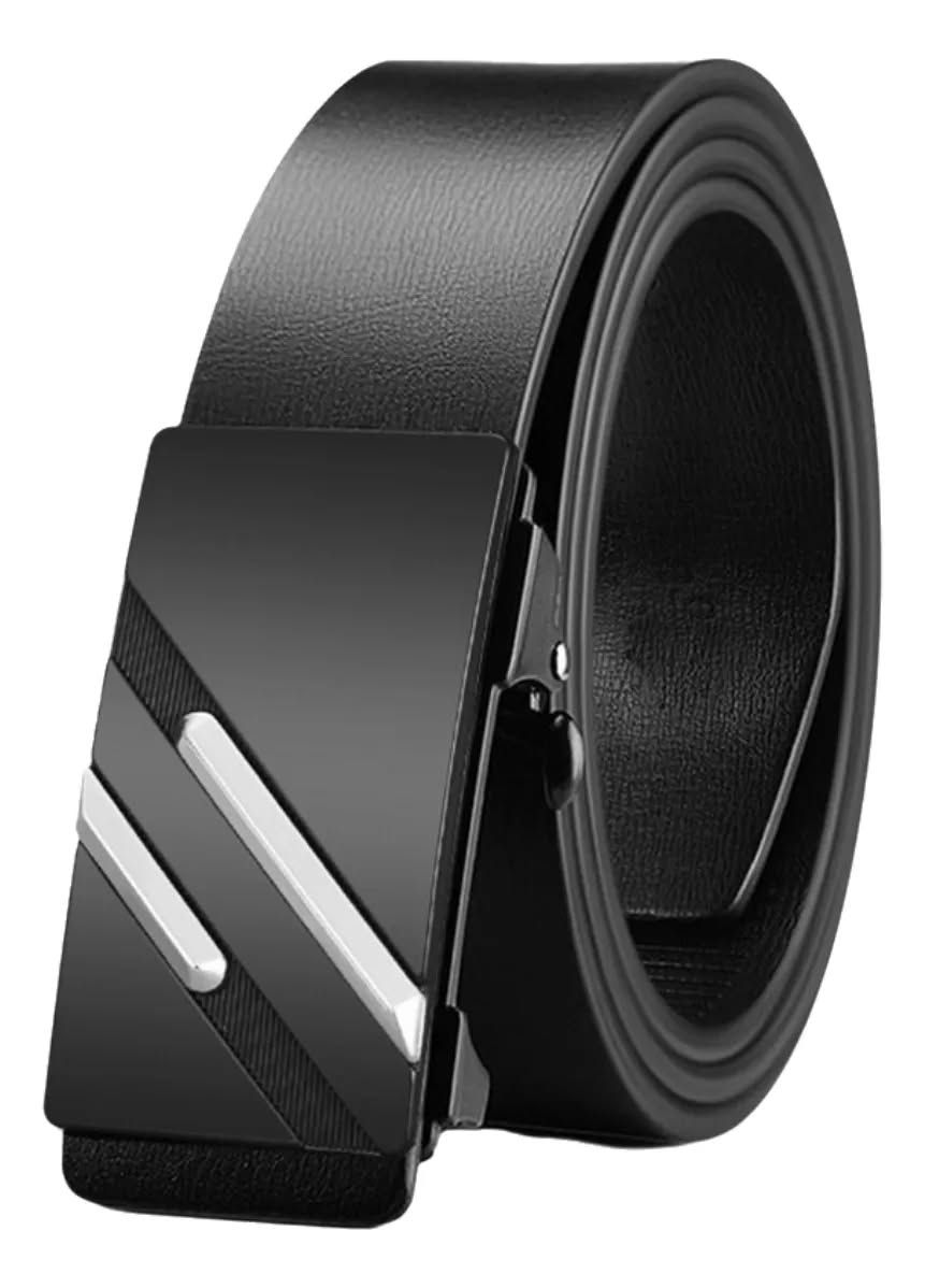 Cinturón hombre de cuero con hebilla automática 125cm, Viene en la caja