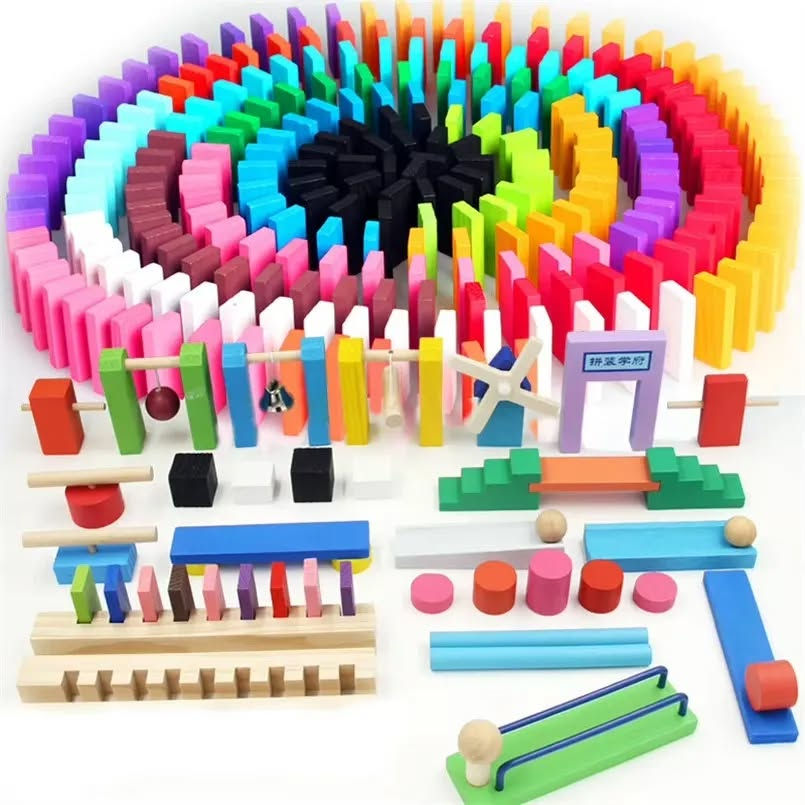 Juego Domino de madera de 120unds con muchos colores surtidos para niños