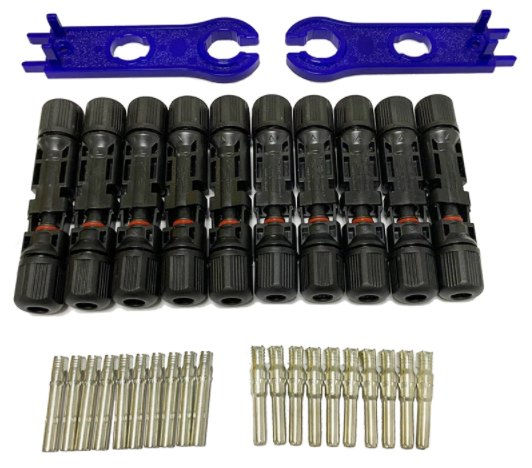 Conectores MC4 M/H EASUN, 1000 V Para sistemas solares (10 PARES + LLAVE DE APRI