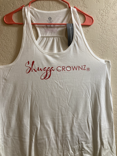 White Shugga Crownz Razorback Tank in Red font | Mysite