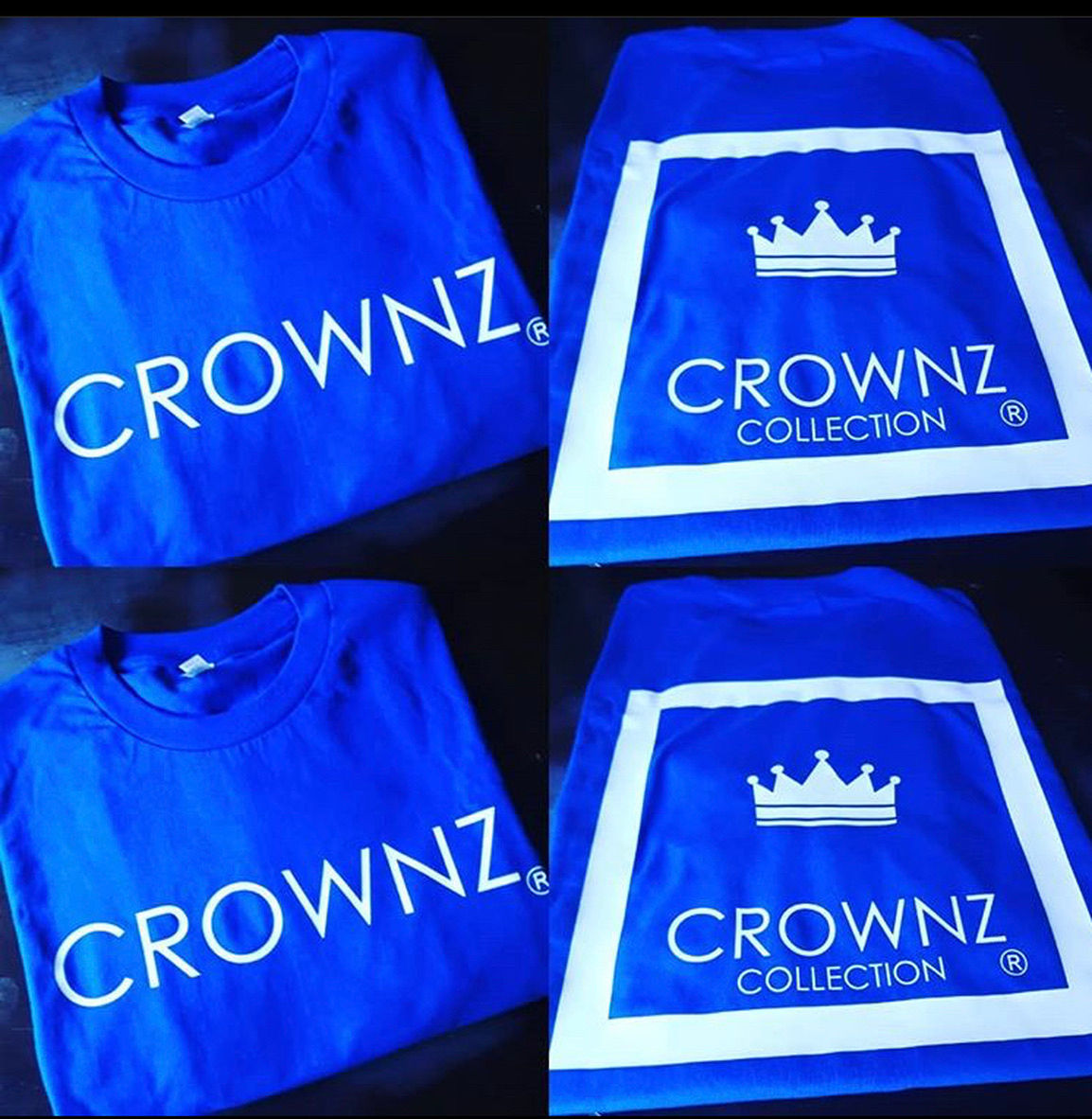 Royal Blue Crownz Thin in White font