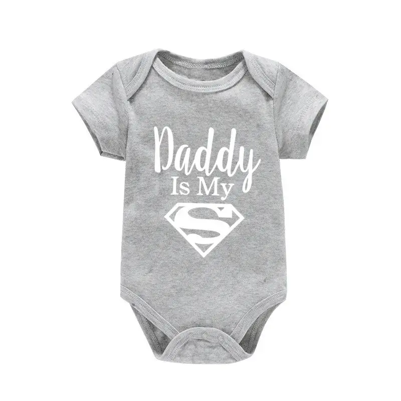 Thumbnail: Baby Romper Newborn Baby Boys Girls Clothes Gold Daddy Is My Hero Funny Print