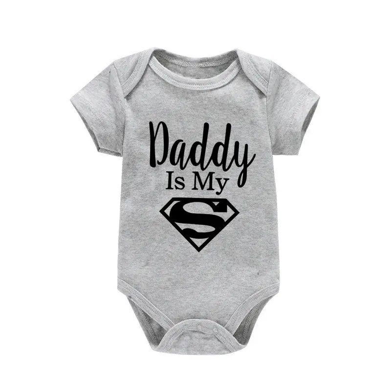 Thumbnail: Baby Romper Newborn Baby Boys Girls Clothes Gold Daddy Is My Hero Funny Print