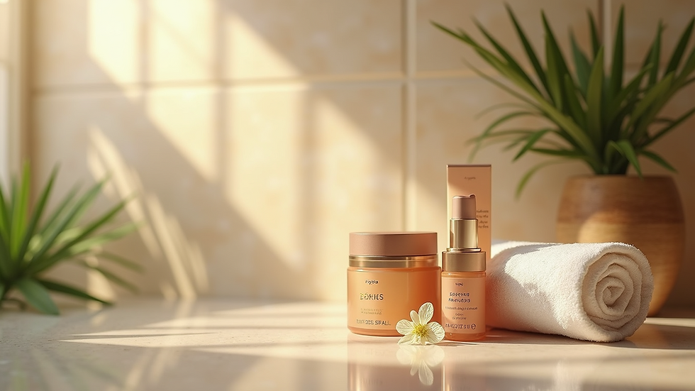 Close-up view of a luxurious spa product display