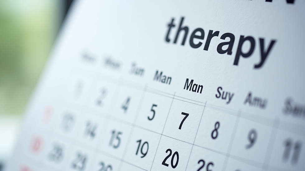 Close-up view of a calendar with therapy appointments marked