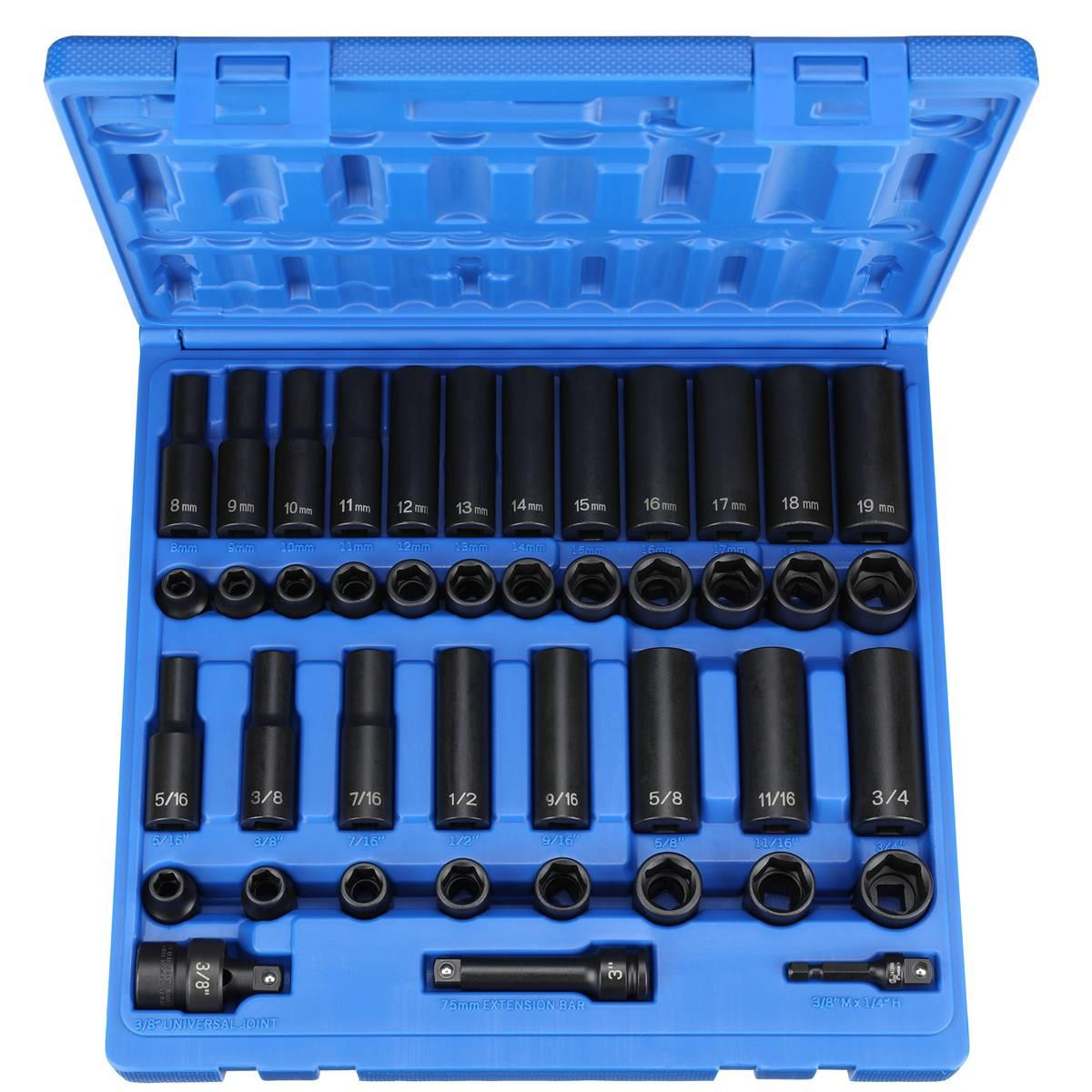 Grey Pneumatic 3/8" Drive 43 Piece Standard/Deep SAE/Metric Set