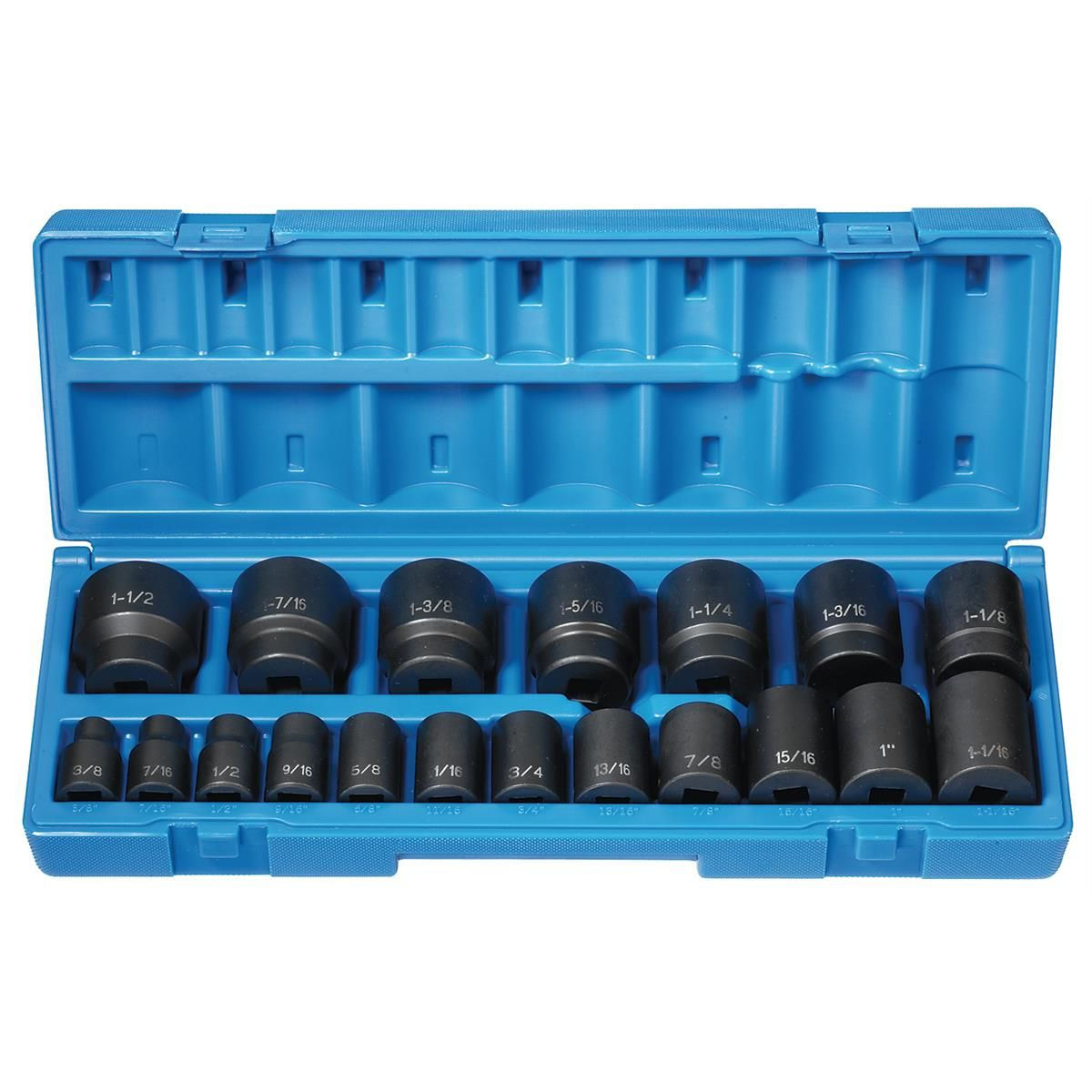 Grey Pneumatic 19 PC 1/2" DR 12 PT STANDARD LENGTH FRACTIONAL SET
