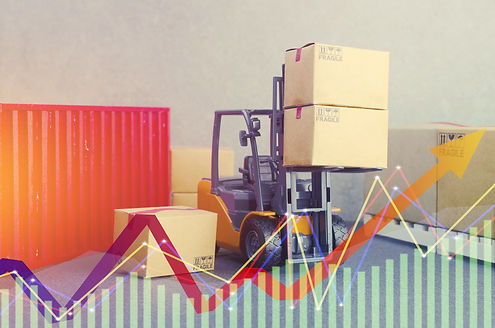 Forklift truck with boxes delivery and t